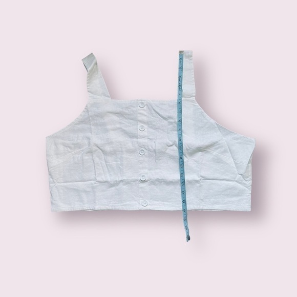 BP crop tank button front linen blend white cami shirred smocked back size 3X - Picture 5 of 10